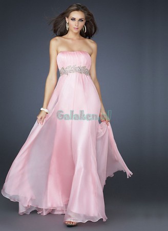 A-lijn Chiffon Empire Waist Vloer Lengte Kralen Bruidsmeisje jurken